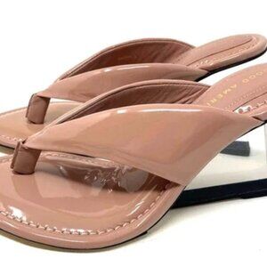 New Kardashian Good American Clear Wedge Sandals Dusty Patent Size 9 Women $200